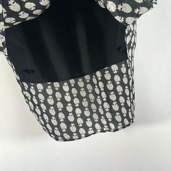 Madewell Silk Island Black & Cream Floral 100% Silk Skirt - Picture 4 of 8